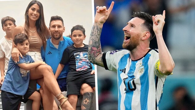 Lionel Messi mit seiner Familie (Bild: AP, zVg)