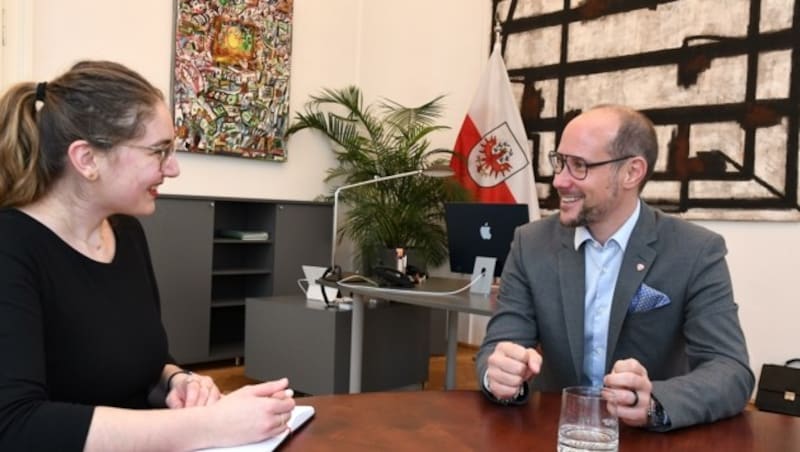 Mario Gerber macht beim Interview einen bestimmten Eindruck, man merkt, er weiß, was er will. (Bild: Andreas Fischer)