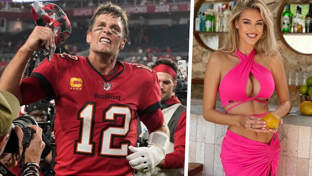 Tom Brady und Veronika Rajek (Bild: AP, instagram.com/veronikarajek)