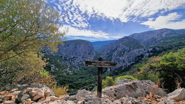 Herrlicher Blick in die Landschaft Sardiniens auf dem Weg zu einer früheren Nuraghen-Siedlung am Berg Tiscali. (Bild: Mario Aberl)