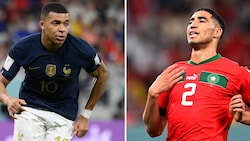 Kylian Mbappe (li.) und Achraf Hakimi (Bild: APA/AFP/Franck FIFE, Kirill KUDRYAVTSEV)