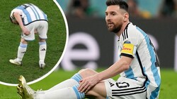 Lionel Messi griff sich immer wieder auf den Oberschenkel. (Bild: AP, twitter.com)