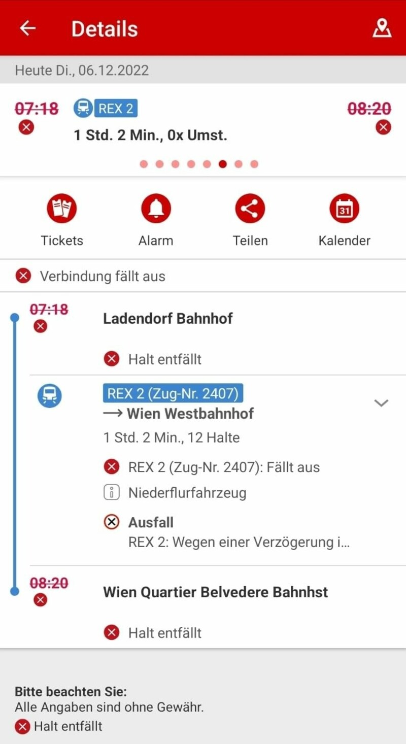 ÖBB-App „scotty“ liefert den Beweis (Bild: zVg)