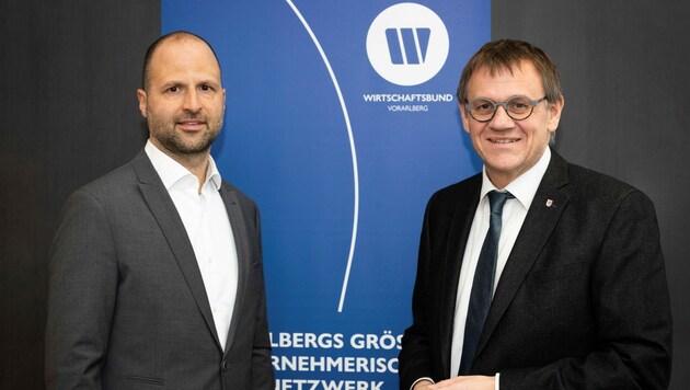 Obmann Marco Tittler und Direktor Christoph Thoma führen inzwischen den Wirtschaftsbund an. (Bild: Dietrich)