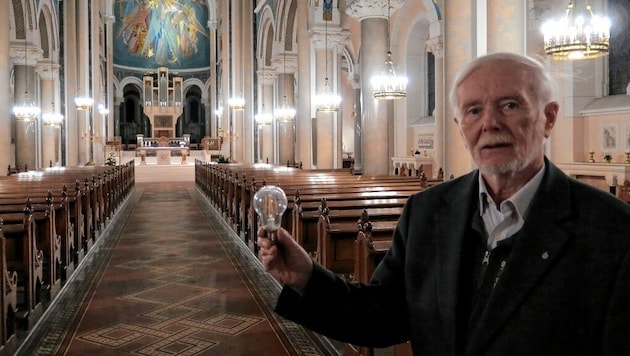 Pater Georg hat in seiner Heilig-Geist-Kirche jede alte Glühbirne persönlich herausgeschraubt. (Bild: www.steyler.at)