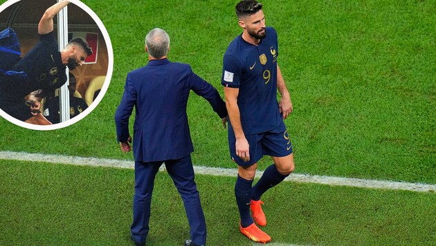 Olivier Giroud und Trainer Didier Deschamps (Bild: AP, twitter.com)