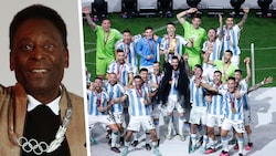 Pele (li.) gratuliert Lionel Messi und Co. (Bild: APA/AFP/Miguel Schincariol, APA/Odd ANDERSEN)