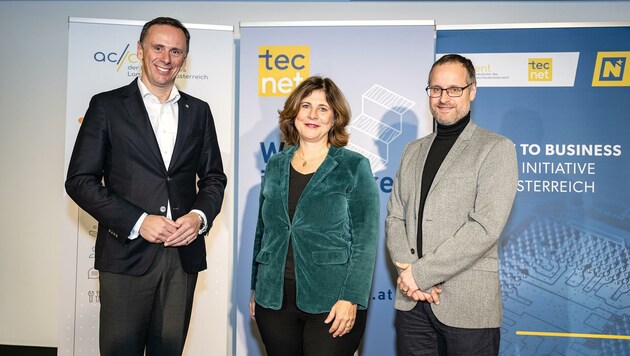 Start-up-Initiative: Landesrat Danninger, Doris Agneter von tecnet equity, Michael Ploder vom Joanneum Research (v. li.) (Bild: Gerhard Pfeffer)