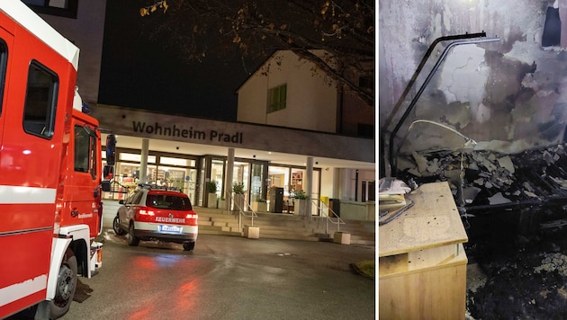 Kurz nach 0.30 Uhr rückte die Feuerwehr zum Wohnheim Pradl an. (Bild: zeitungsfoto.at)