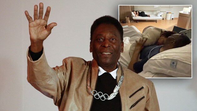 Pelé befindet sich seit Ende November 2022 in einem Krankenhaus in São Paulo - er wird wegen eines Tumors behandelt. (Bild: APA/AFP/Miguel Schincariol, instagram.com/iamkelynascimento)