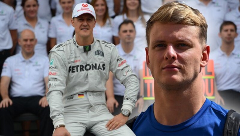 Michael (l.) und Mick Schumacher (Bild: APA/AFP/Ben Stansall)