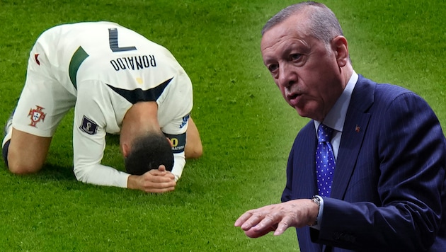 Cristiano Ronaldo (l.) und Recep Tayyip Erdoğan (Bild: APA/AP/AFP/Adem ALTAN)