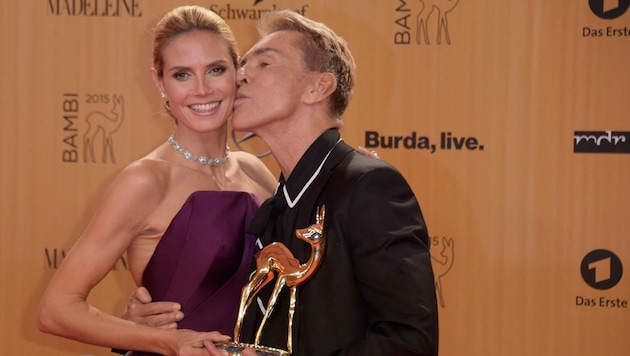 Heidi Klum und Wolfgang Joop 2015 bei der Bambi-Verleihung (Bild: APA/ AFP PHOTO / ODD ANDERSEN ODD ANDERSEN / AFP)