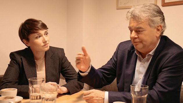 Sigrid Maurer und Werner Kogler im „Krone“-Interview (Bild: Zwefo)