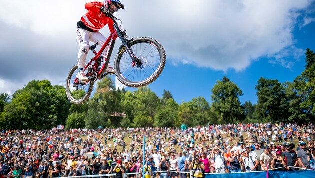 Valentina Höll gewann WM-Gold im Mountanbike- Downhill. (Bild: MAXIME SCHMID)