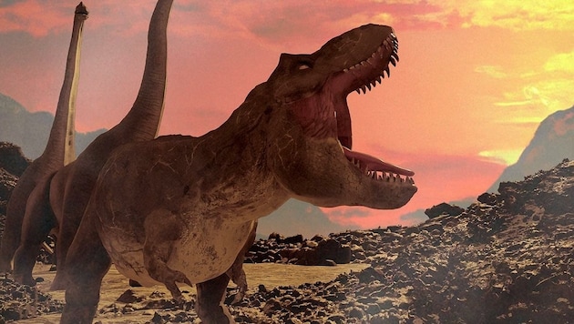 Die Entdecker müssen während ihrer Tour vor einem wütenden T-Rex flüchten. (Bild: Opria)