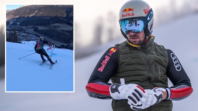 Marcel Hirscher on the slopes - we will see him like this more often in the future. (Bild: instagram, krone.at-grafik)