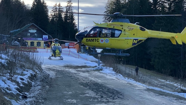 Zwei ÖAMTC-Rettungshelikopter landeten am "Zauberberg", um die beiden Verletzten zu versorgen. (Bild: APA/AMTC)