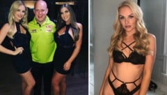 Charlotte Wood, links vor Jahren mit Michael van Gerwen, rechts als Unterwäsche-Model (Bild: Instagram.com/charlswood)