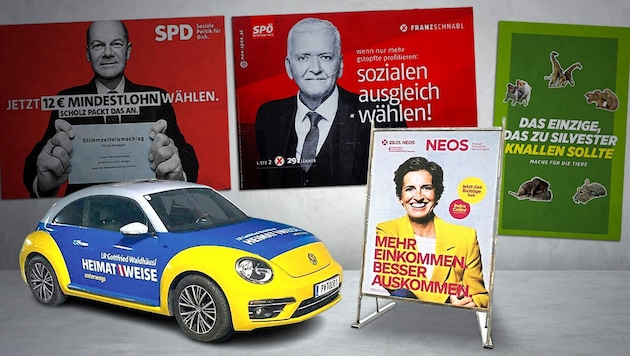 Der Wahlkampf in Niederösterreich ist voll im Gange. (Bild: Krone KREATIV, SPD, zVg (2), Molnar Attila, stock.adobe.com)