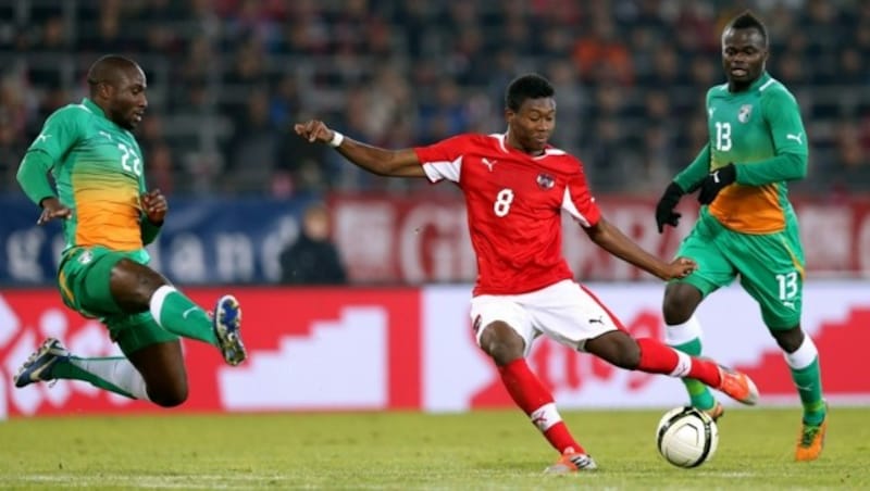 David Alaba im Jahr 2012 beim Spiel gegen die Elfenbeinkueste in Linz. (Bild: GEPA pictures)