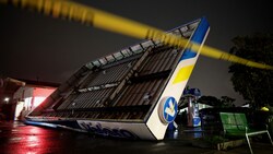 Das Dach einer Tankstelle San Francisco krachte im schweren Sturm auf den Boden. (Bild: 2023 Getty Images)