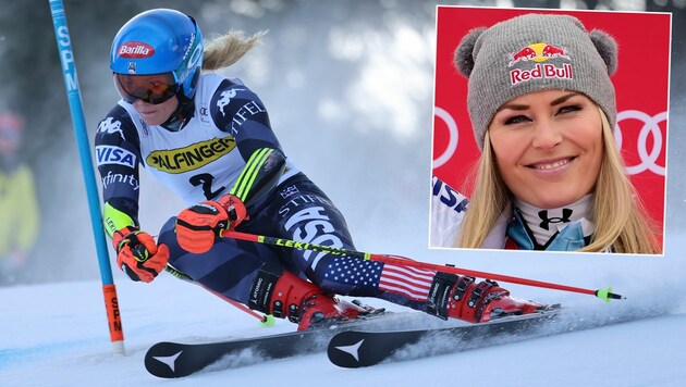 Mikaela Shiffrin (li.) und Lindsey Vonn (re.) (Bild: AP)