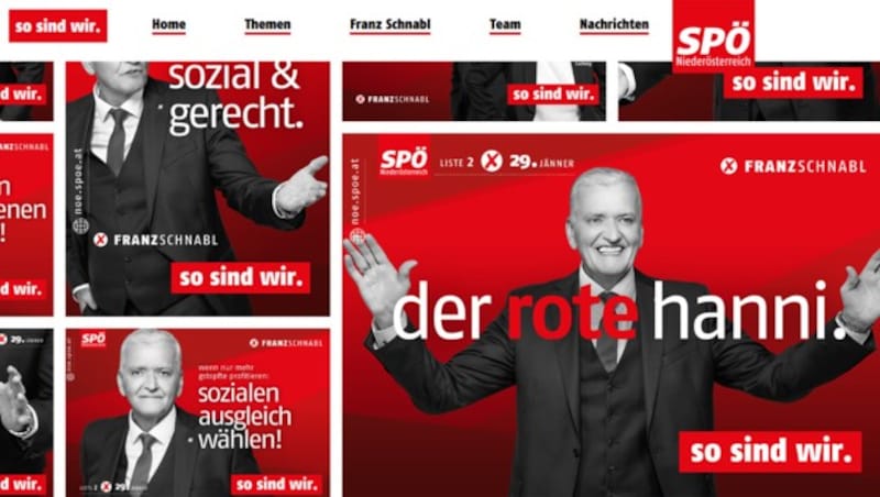 Das Satirewerk „rote hanni“ der SPÖ-NÖ - Mittwochnachmittag nach wie vor auf der Parteiwebsite zu sehen. (Bild: Screenshot/noe.spoe.at)