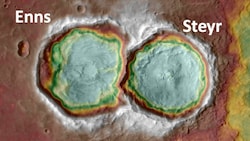 Die Städte Steyr und Enns existieren seit Kurzem auch auf unserem Nachbarplaneten Mars - als Krater. (Bild: SETI)