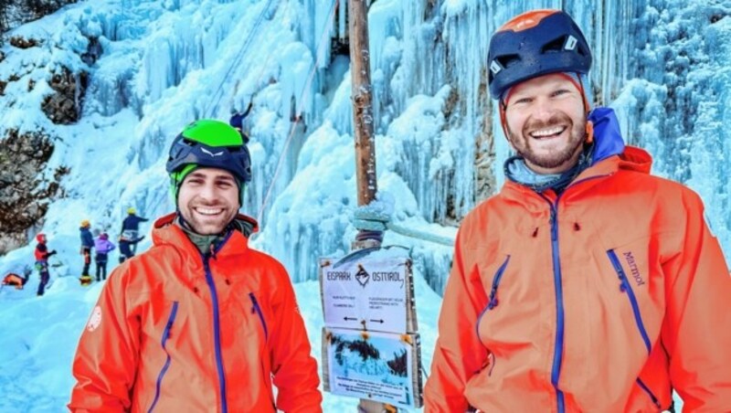 Vittorio Messini (li.) und Mathias Wurzer (re.) sind quasi die „Erfinder“ des Eisparks Osttirol. (Bild: Wallner Hannes)