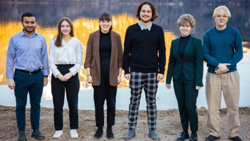 Bundesvorstand der Grünen Jugend: Jaafar Bambouk, Leah Birnbaumer, Monika Messner, Aaron Wölfling, Marlene Mickla, Sebastian Schubert (v.l) (Bild: Grüne Jugend)