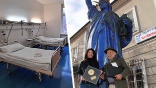 Hay muchas camas de hospital en Eisenerz (izquierda).  Franz Pilko lucha con Sabine Ehmann (derecha) por quedarse con el Metropol.  (Imagen: Neuhold Immobilien, Josef Fürbass, Krone KREATIV)