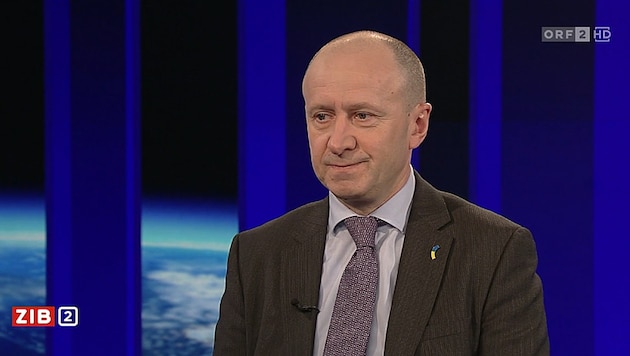 Der ukrainische Botschafter in Österreich, Wassyl Chymynez, in der „ZiB 2“. (Bild: ORF)