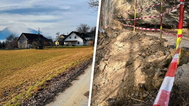 Noch immer ist die Guntschacher Straße gesperrt. (Bild: Marcel Tratnik, Krone KREATIV)