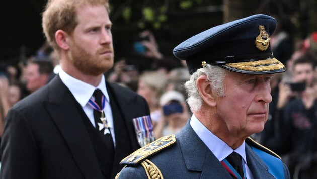 König Charles hat für Prinz Harry in seinen royalen Residenzen kein Zimmer mehr frei. Es sei denn, sein Sohn kündigt sich rechtzeitig an. (Bild: LOIC VENANCE / AFP)