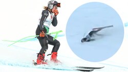 Sofia Goggia stürzte in St. Anton und schied damit aus. (Bild: GEPA pictures, Screenshot ORF)