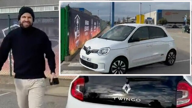 Pique fuhr am Sonntag tagsächlich im Twingo vor. (Bild: Facebook.com/ESPN FC)