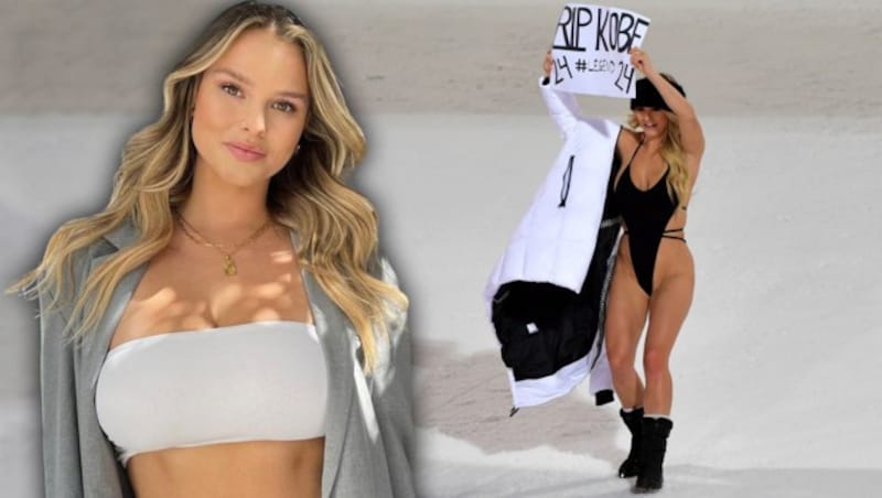 Vor drei Jahren sorgte das spärlich bekleidete Model Kinsey Wolanski für Aufsehen in Schladming. (Bild: GEPA, instagram.com/kinsey, Krone KREATIV)