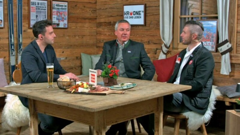 Fritz Strobl (Mitte), Reini Herbst (rechts) zu Gast bei Michael Fally (Bild: krone.tv)