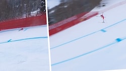 Corinne Sutter fliegt in Cortina spektakulär ab. (Bild: Screenshot ORF)