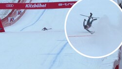 Henrik Roea kam in Kitzbühel schwer zu Sturz. (Bild: ORF (Screenshot))