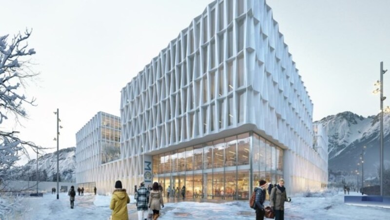 Das MCI mit seinen derzeit fast 3500 Studierenden platzt schon jetzt aus allen Nähten. Mit dem Neubau soll sich das ändern. Die Hochschule genießt einen Weltruf. (Bild: Henning Larsen)