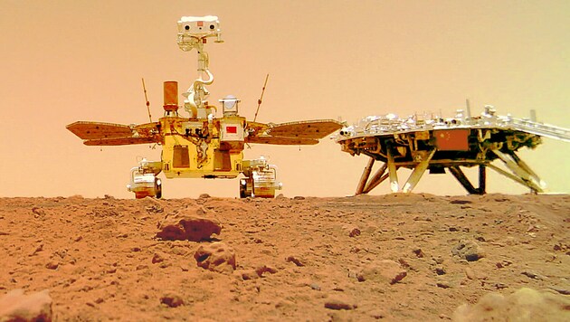 Von Chinas Mars-Rover „Zhurong“ gibt es seit Mai kein Lebenszeichen mehr. (Bild: China National Space Administration (CNSA))