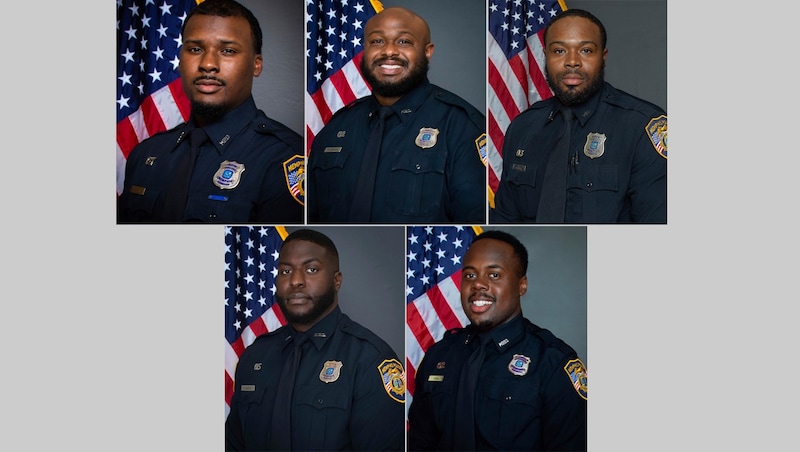 These five police officers allegedly beat Tyre Nichols to death. They were released. (Bild: AP)