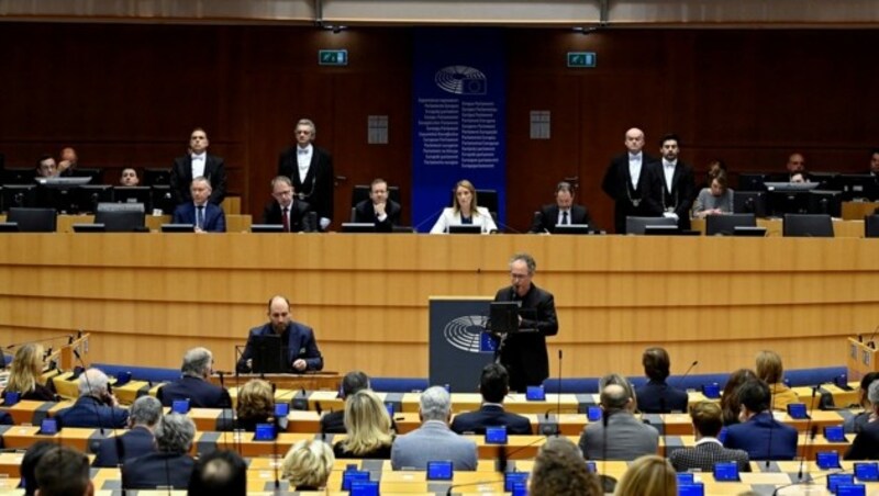 Europas Innenministerinnen und Innenminister am Donnerstag (Bild: John Thys/AFP)