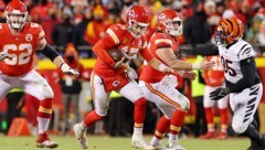 Patrick Mahomes (Mitte) und die Chiefs stehen im Finale. (Bild: APA/Getty Images via AFP/GETTY IMAGES/Kevin C. Cox)