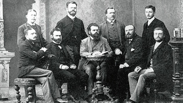 Svante Arrhenius (4. v. re.) mit Ludwig Boltzmann (Mi.) 1887 in Graz. (Bild: Uni Graz/lizenzfrei)