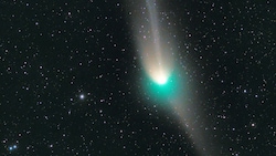Der Komet C/2022 E3 (ZFT), aufgenommen am 25. Jänner in der Slowakei, ist jetzt auch am heimischen Nachthimmel zu sehen. (Bild: Michael Jäger)