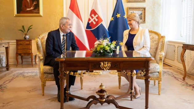 Bundespräsident Alexander Van der Bellen mit seiner slowakischen Amtskollegin Zuzana Čaputová (Bild: APA/BUNDESHEER/CARINA KARLOVITS)