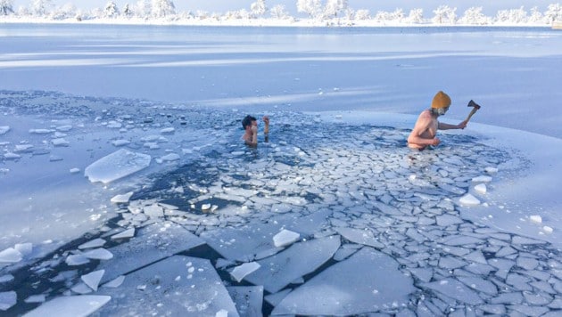 Eisbaden kostet viel Überwindung, soll aber sehr gesund sein. (Bild: privat/Steurer)